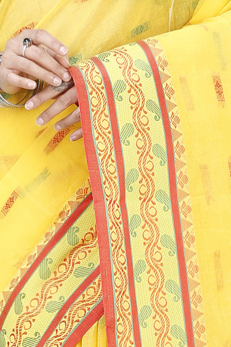 Yellow Pure Cotton Gayatri Tant Saree (944)